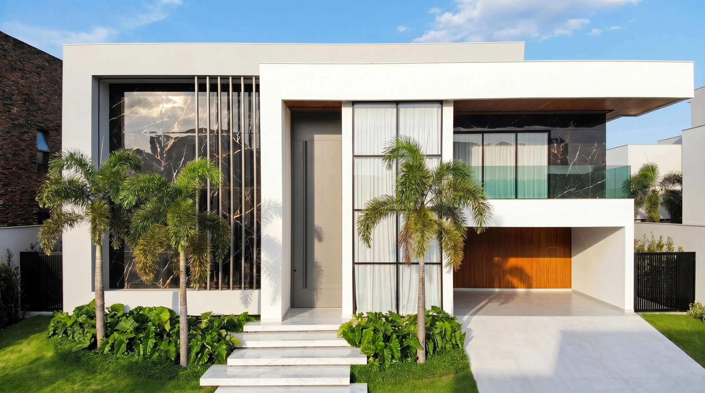 Fachada de residência de alto padrão projetada por Felipe Jardim no Recreio, Rio de Janeiro